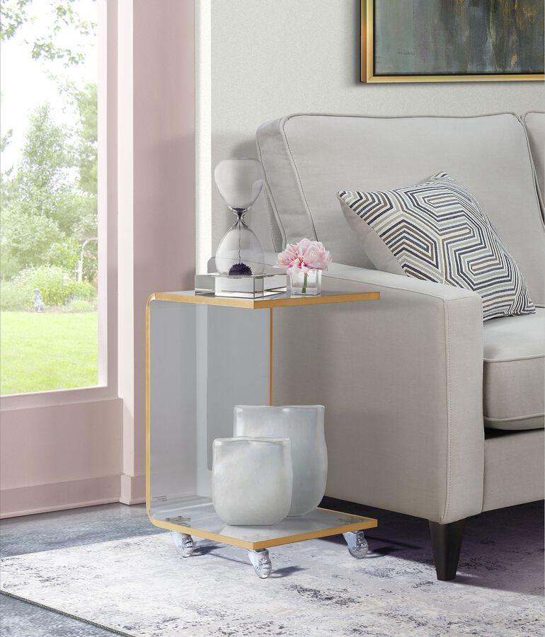 Elements Side & End Tables - Peek Acrylic Snack Table in Gold