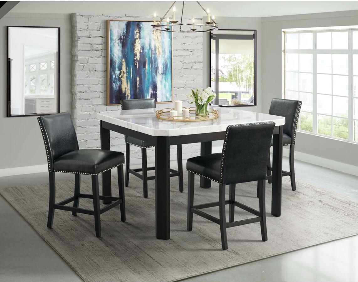 Elements Barstools - Pia Faux Leather Counter Height Side Chair Set in Black