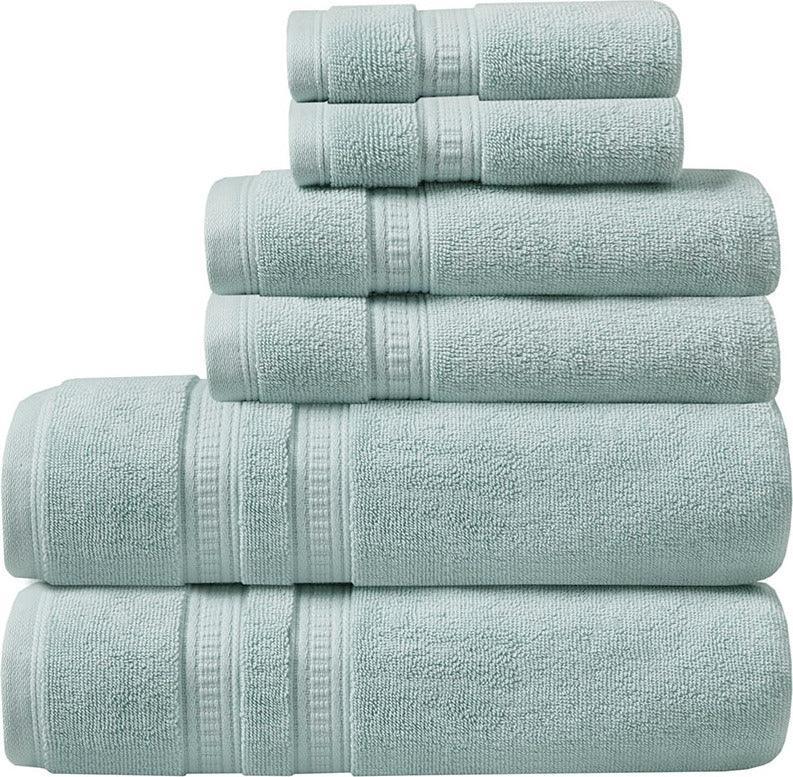 Olliix.com Bath Towels - Plume 100% Cotton Feather Touch Antimicrobial Towel 6 Piece Set Seafoam