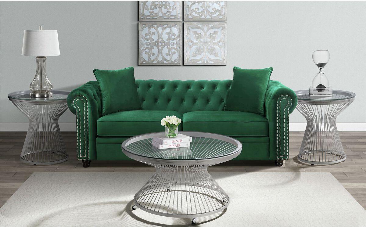 Elements Side & End Tables - Poppy Round End Table in Chrome