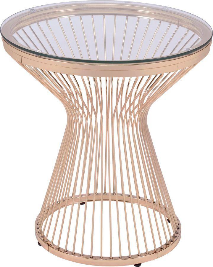 Elements Side & End Tables - Poppy Round End Table in Gold