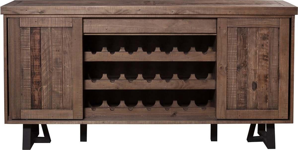 Alpine Furniture Buffets & Sideboards - Prairie Sideboard with Wine Holder, Natural/Black