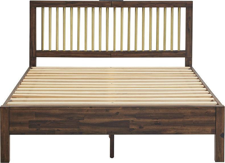 Olliix.com Beds - Queen Mercer Low Profile Platform Bed Brown & Bronze