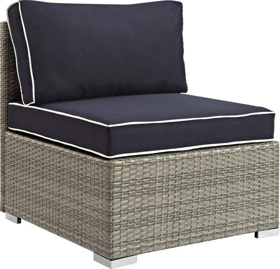 Modway Outdoor Chairs - Repose Outdoor Patio Armless Chair Light Gray Navy