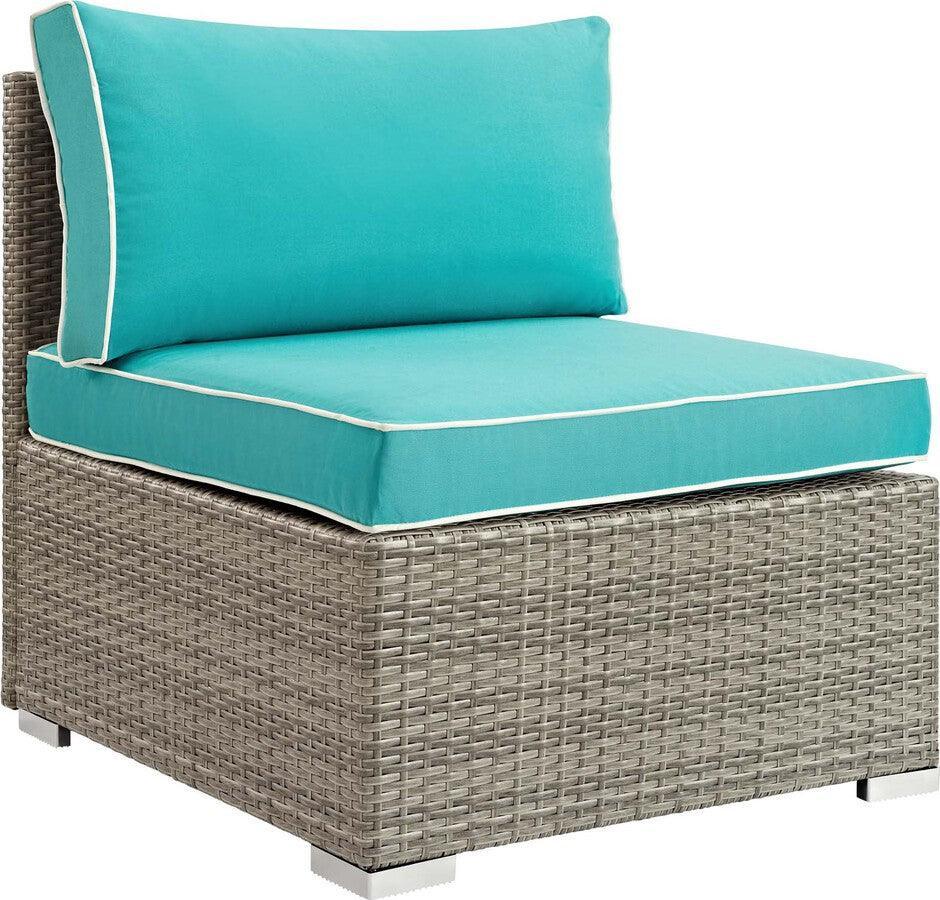 Modway Outdoor Chairs - Repose Outdoor Patio Armless Chair Light Gray Turquoise