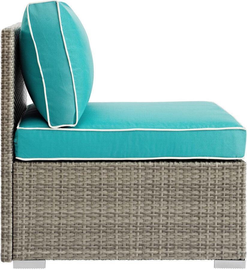 Modway Outdoor Chairs - Repose Outdoor Patio Armless Chair Light Gray Turquoise