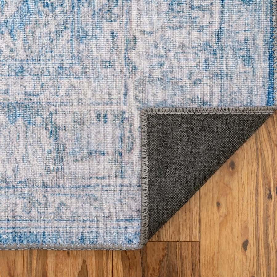 Unique Loom Indoor Rugs - Revival Border 8x12 Blue & Ivory