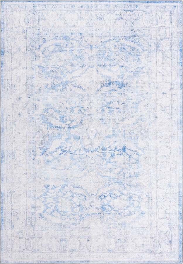 Unique Loom Indoor Rugs - Revival Border 8x12 Blue & Ivory