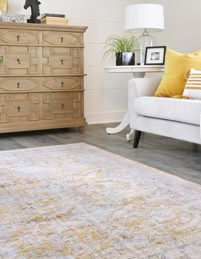 Unique Loom Indoor Rugs - Revival Traditional 8x12 Rectangular Rug Yellow