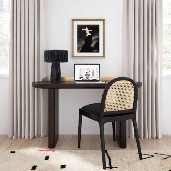 Tov Furniture Table Lamps - Shelby Rafia Table Lamp Black
