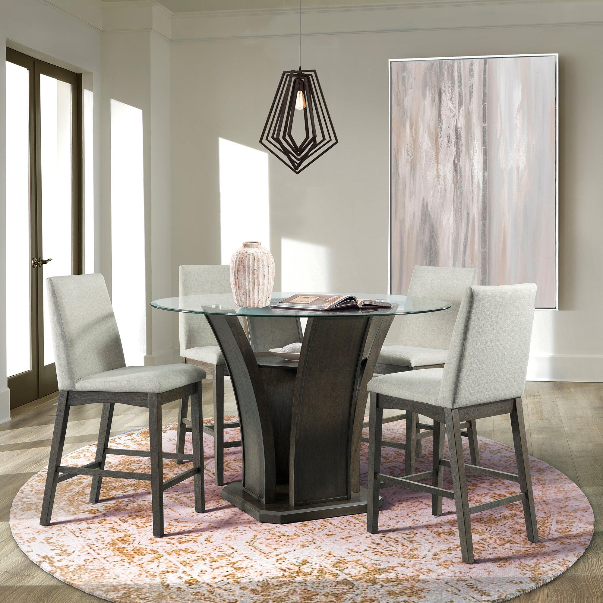 Elements Barstools - Simms Counter Height Side Chair Set in Walnut (Set of 2)
