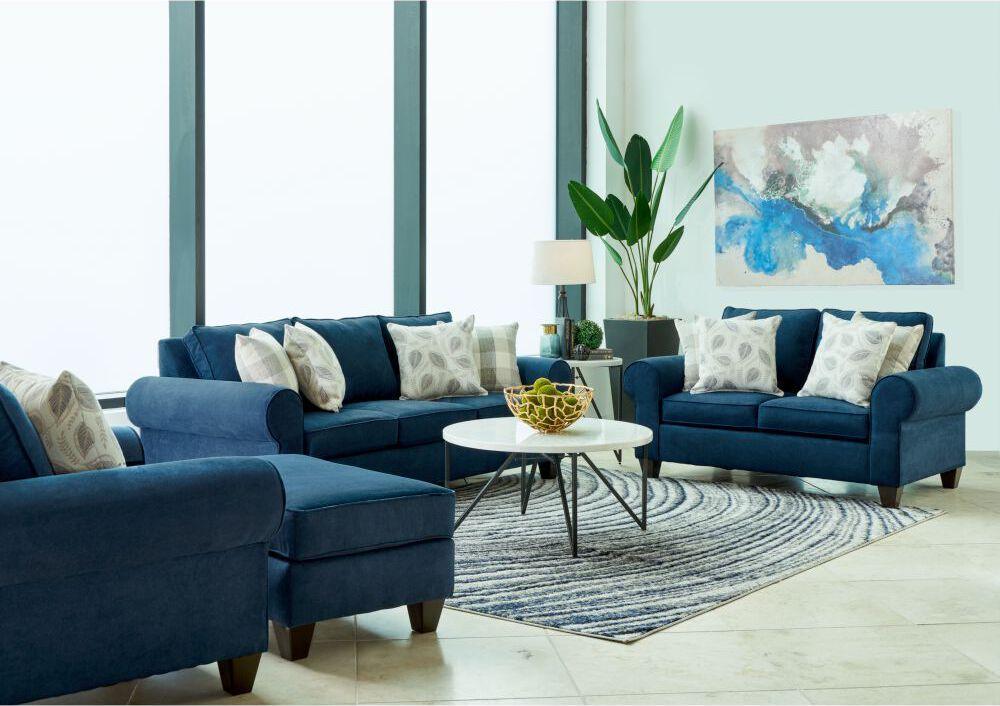 Elements Living Room Sets - Sole 2PC Set with Sofa and Loveseat in Jessie Navy Navy