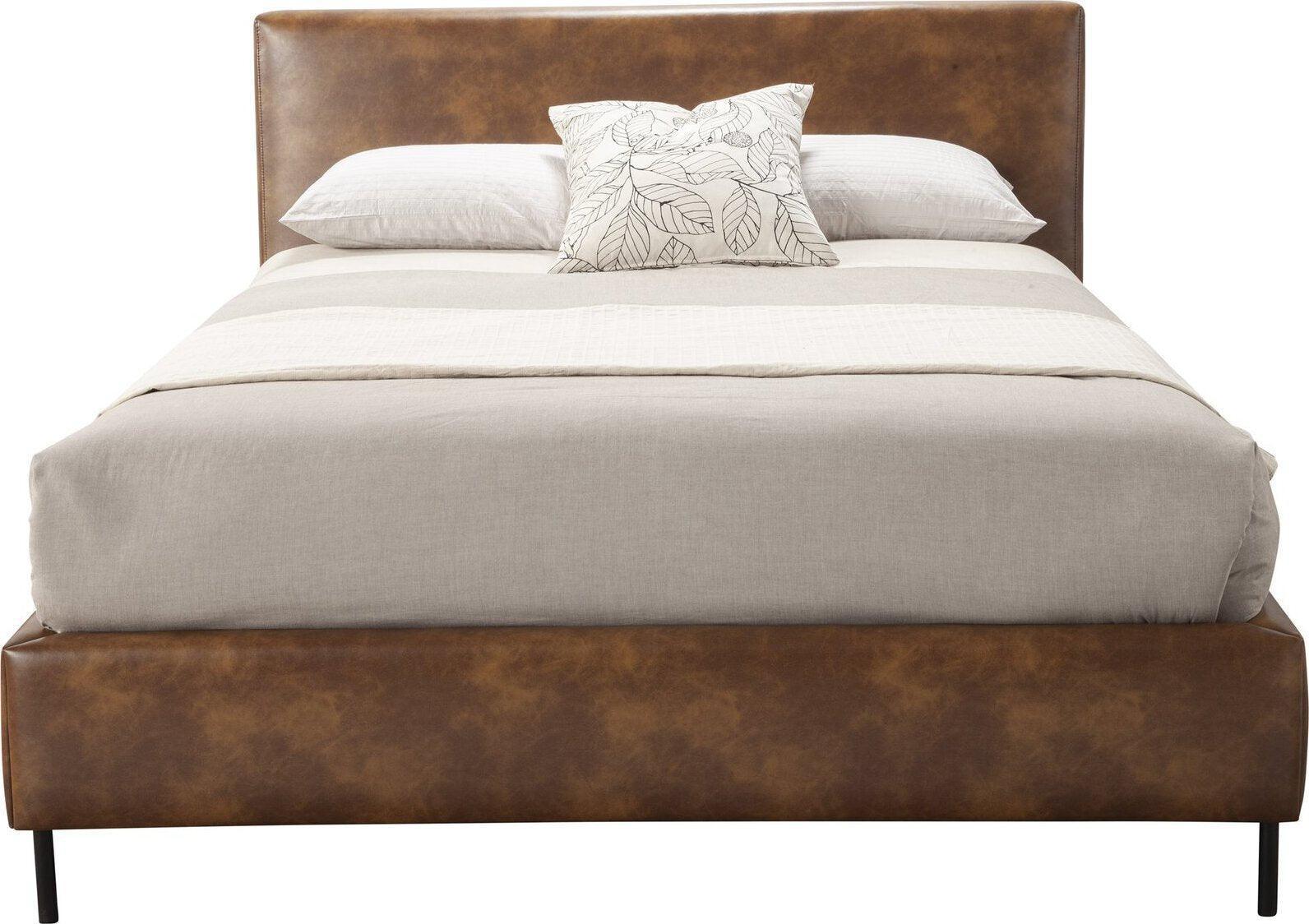 Alpine Furniture Beds - Sophia Faux Leather Queen Platform Bed Brown