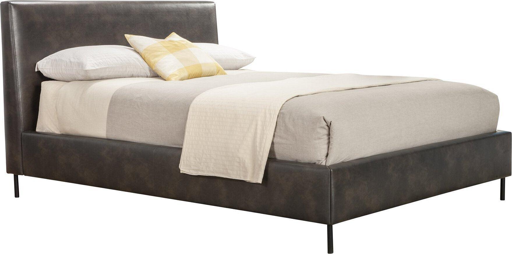 Alpine Furniture Beds - Sophia Full Faux Leather Platform Bed Gray