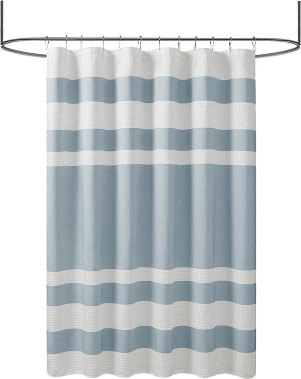 Olliix.com Shower Curtains - Spa Waffle Shower Curtain with 3M Treatment Blue-MP70-4159
