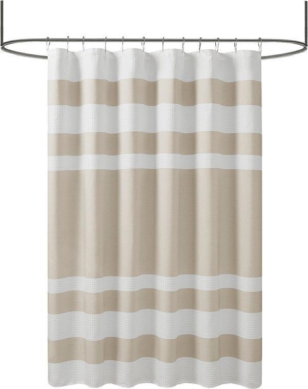 Olliix.com Shower Curtains - Spa Waffle Shower Curtain with 3M Treatment Taupe-MP70-1483