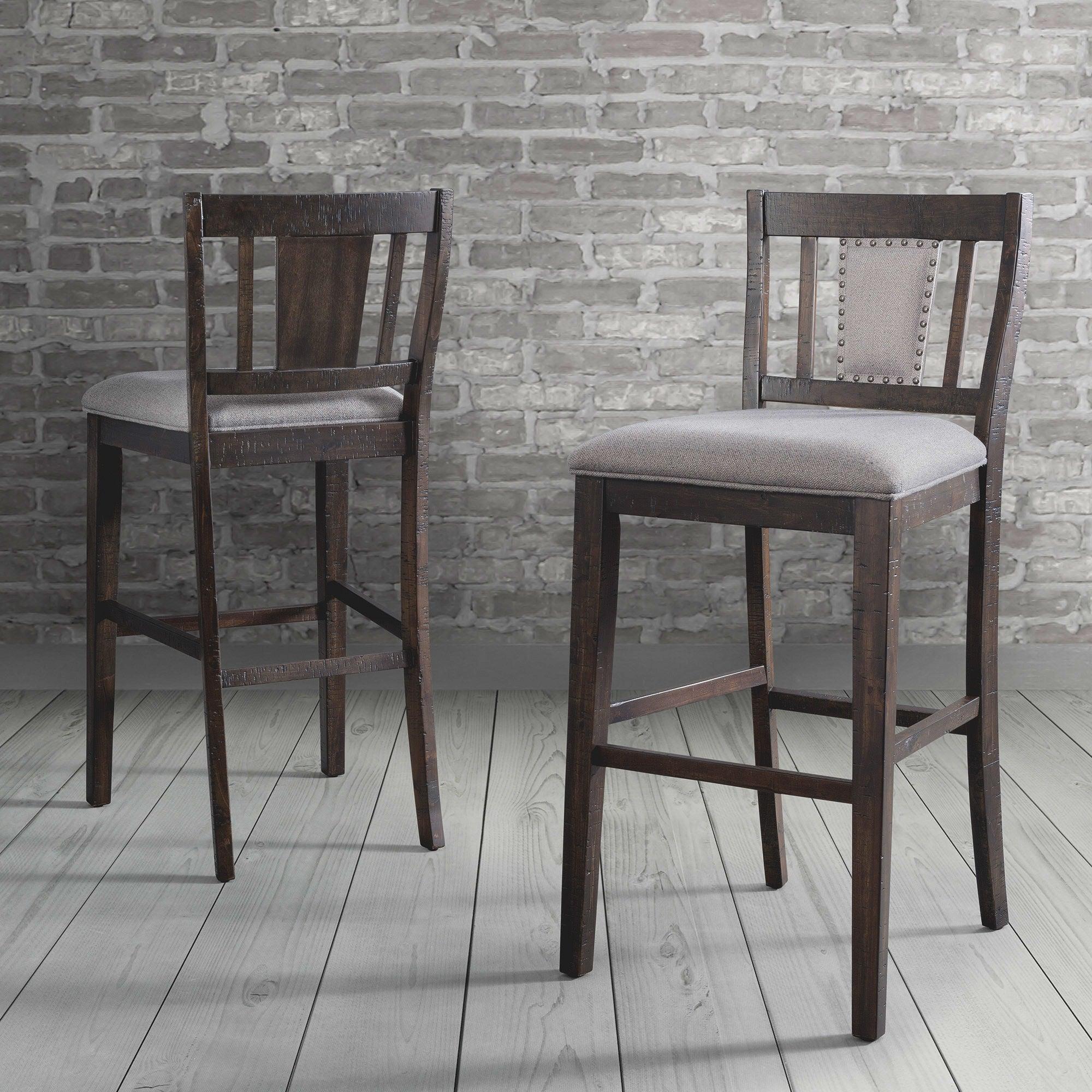 Elements Barstools - Steele 30" Slat Back Bar Stool Set (Set of 2)