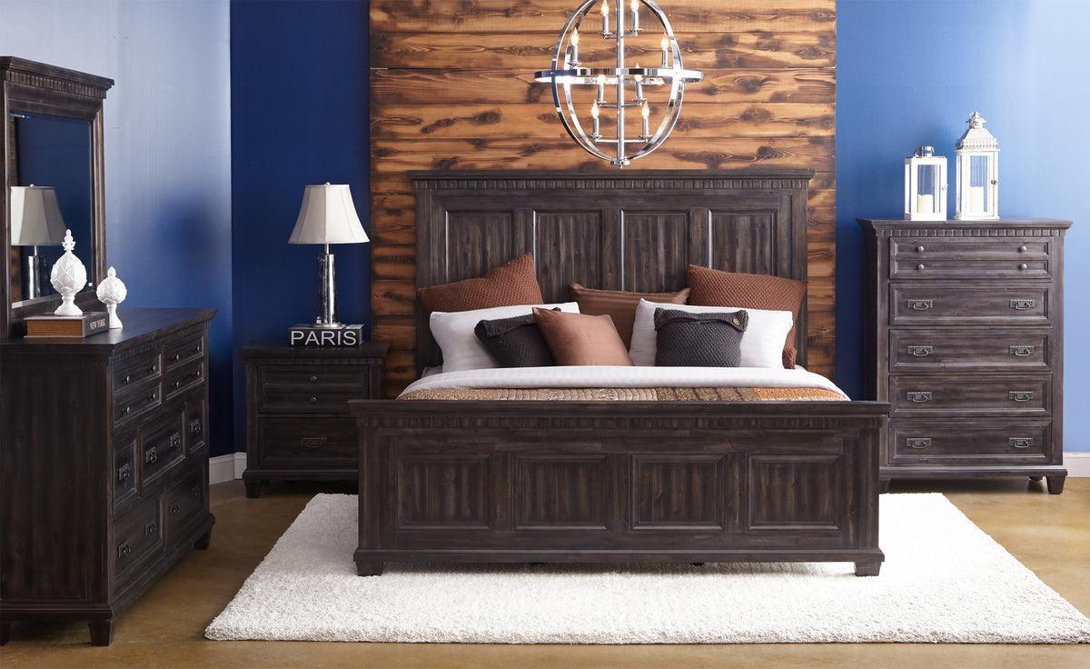 Elements Bedroom Sets - Steele King Panel 4PC Bedroom Set Smokey Walnut