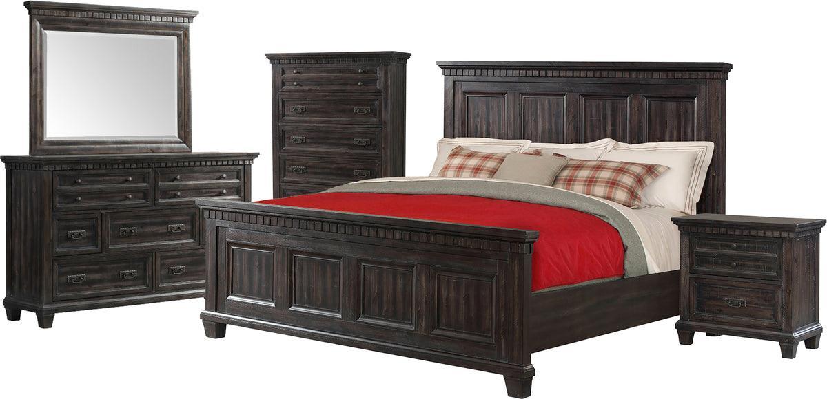 Elements Bedroom Sets - Steele King Panel 5PC Bedroom Set Smokey Walnut