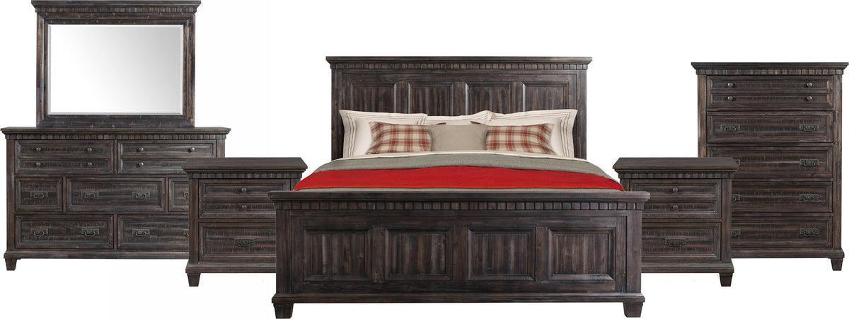 Elements Bedroom Sets - Steele King Panel 6PC Bedroom Set Smokey Walnut