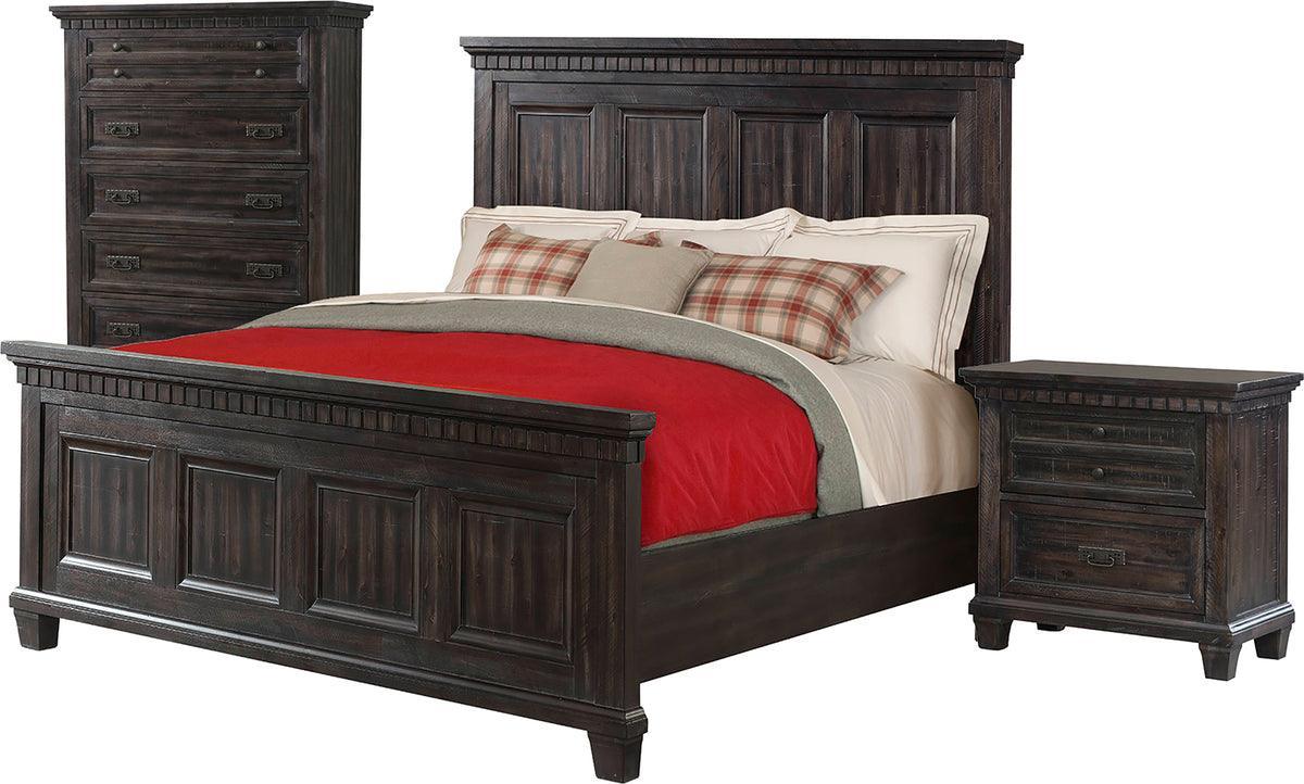 Elements Bedroom Sets - Steele Queen Panel 3PC Bedroom Set Smokey Walnut