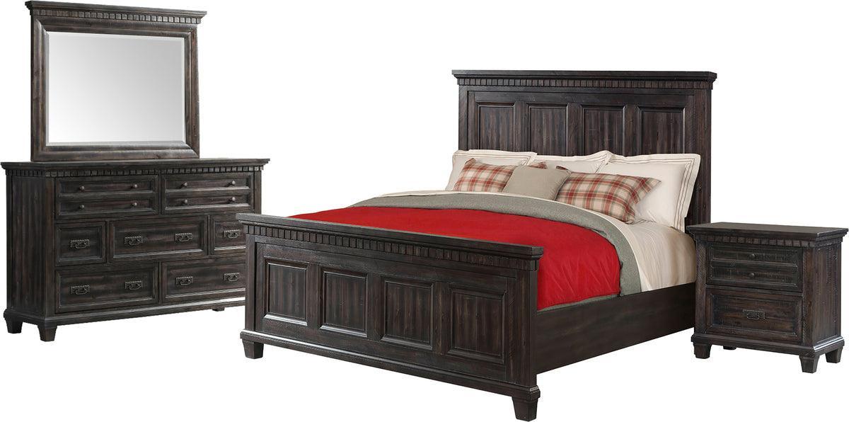 Elements Bedroom Sets - Steele Queen Panel 4PC Bedroom Set Smokey Walnut