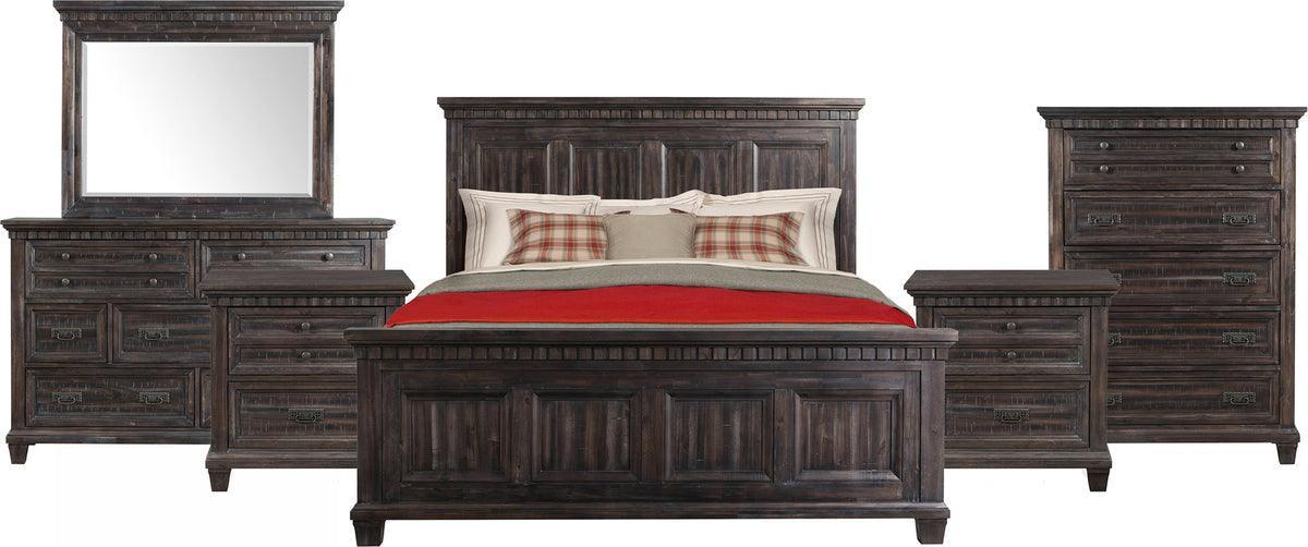 Elements Bedroom Sets - Steele Queen Panel 6PC Bedroom Set Smokey Walnut