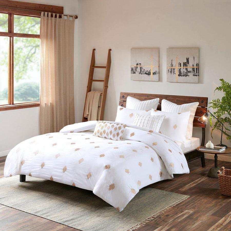 Olliix.com Duvet & Duvet Sets - Stella Full/Queen Dot 3 Piece Cotton Percale Duvet Cover Mini Set Copper