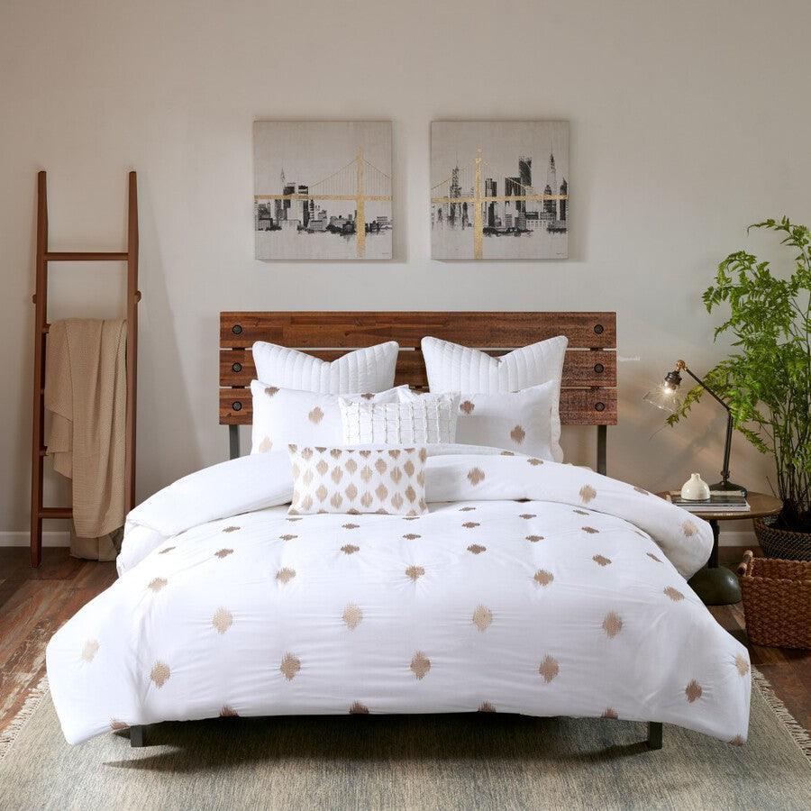 Olliix.com Duvet & Duvet Sets - Stella Full/Queen Dot 3 Piece Cotton Percale Duvet Cover Mini Set Copper