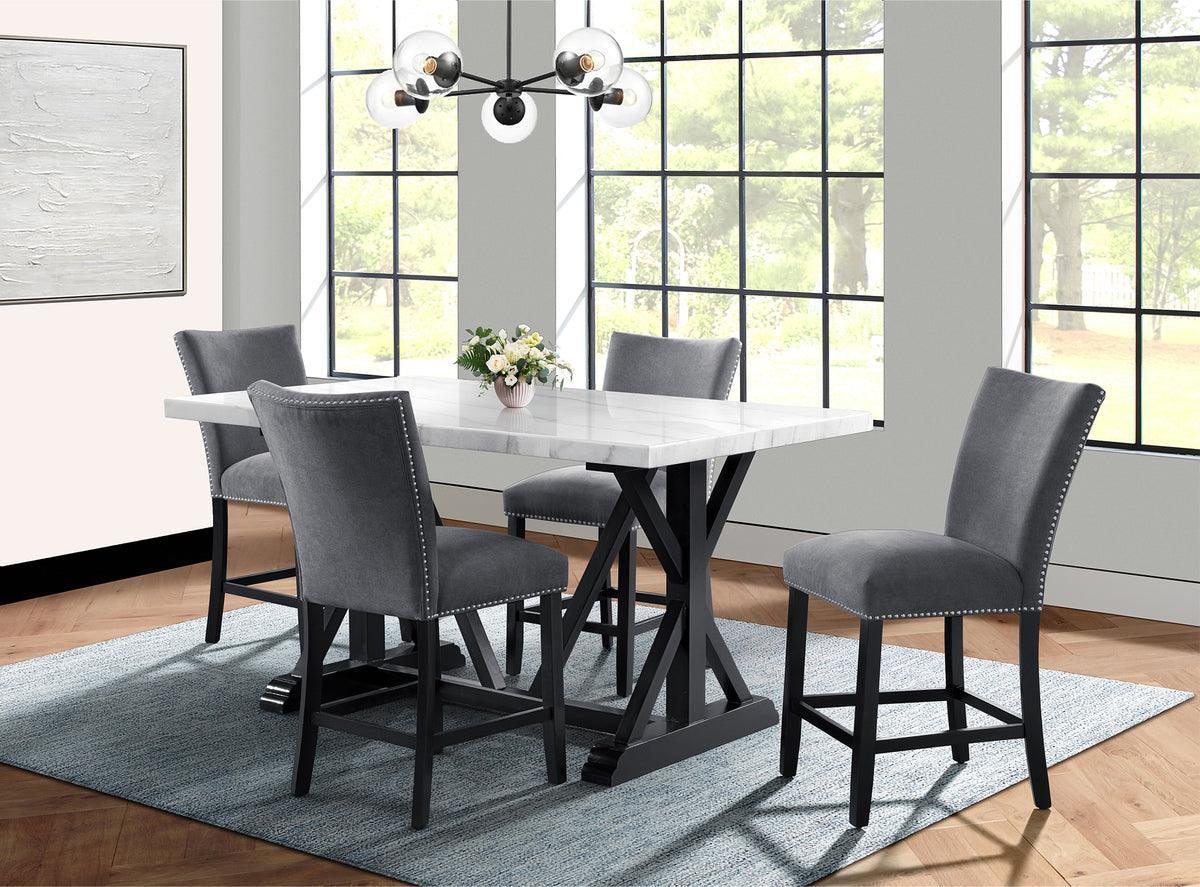 Elements Barstools - Stratton Counter Height Side Chair Set in Charcoal