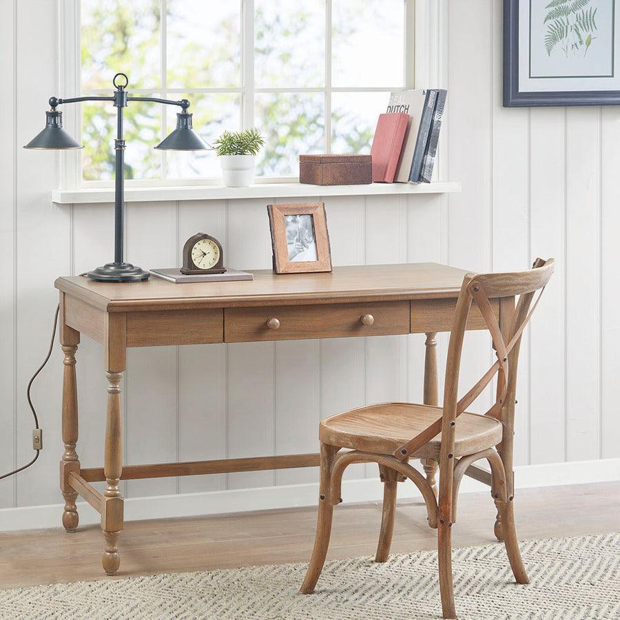 Olliix.com Desks - Tabitha Solid Wood Desk with 1 Drawer and turned legs Natural