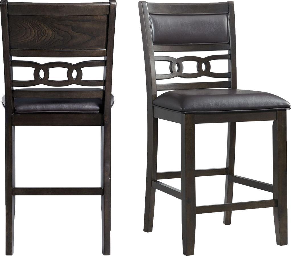 Elements Barstools - Taylor Counter Height Faux Leather Side Chair Set in Walnut