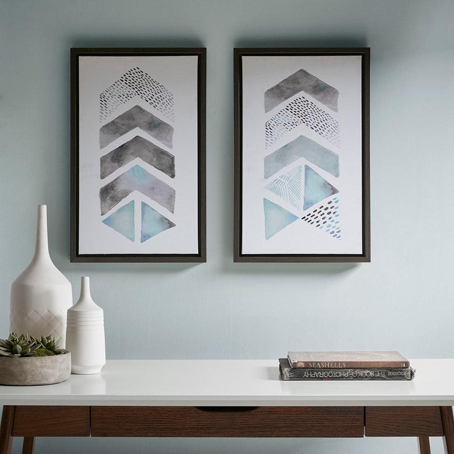 Olliix.com Wall Paintings - This and That Way Framed Gel Coat Canvas (2pcs/set) Blue & Grey