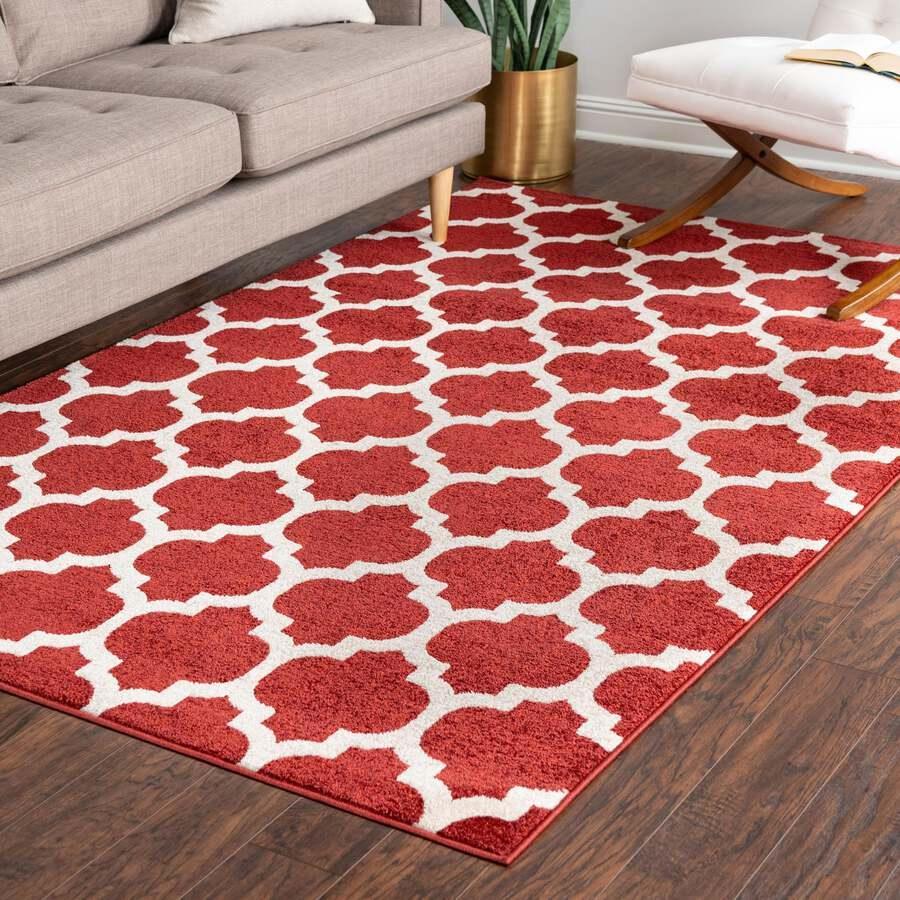 Unique Loom Indoor Rugs - Trellis Contemporary Palace Rectangular Rug Red