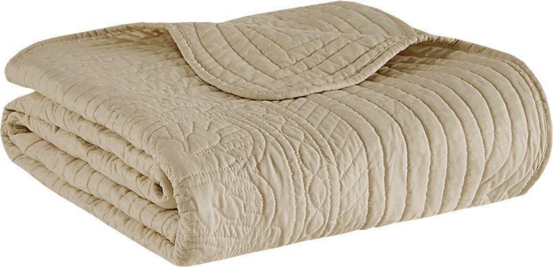 Olliix.com Pillows & Throws - Tuscany Country Oversized Quilted Throw with Scalloped Edges 60x72" Khaki