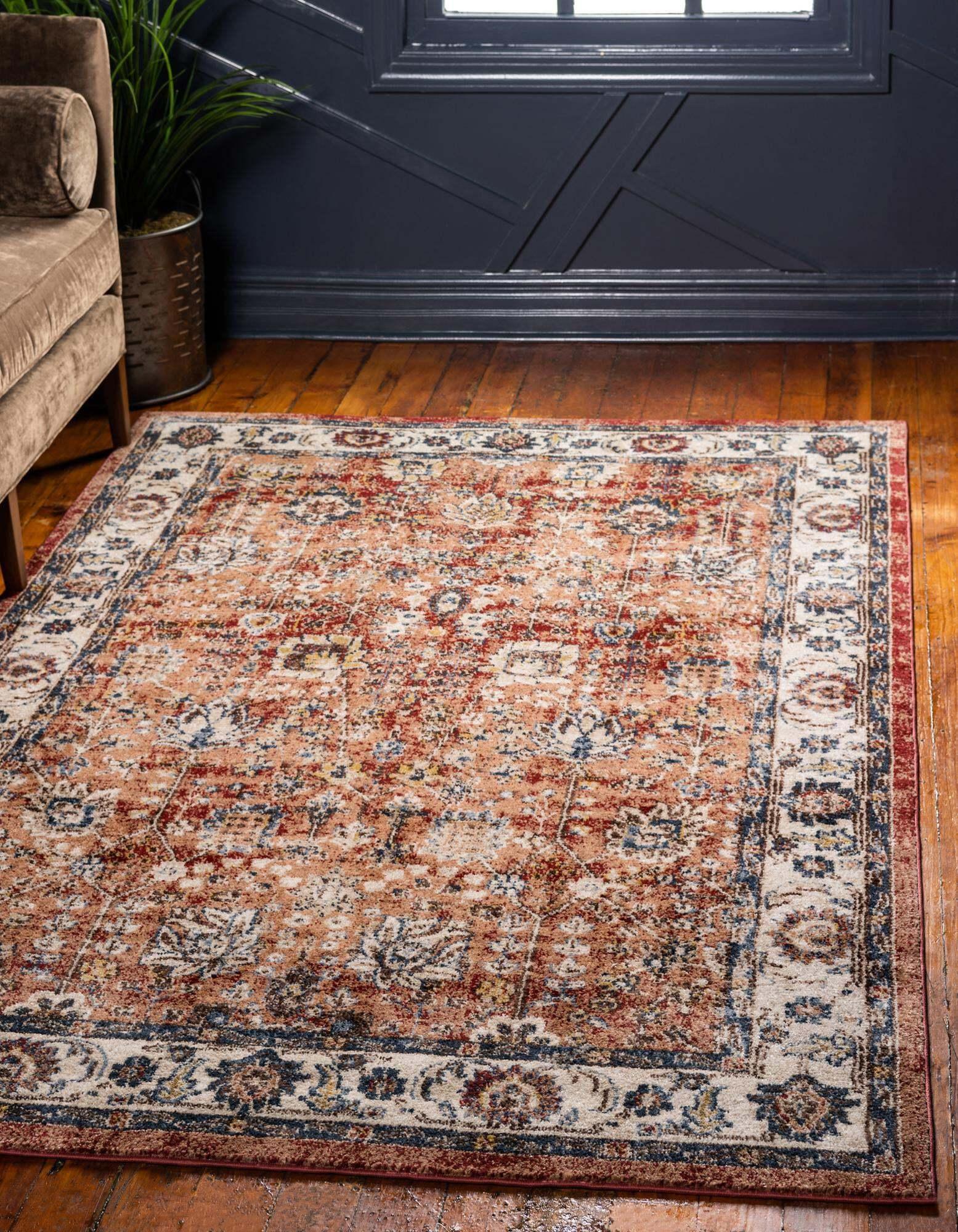 Unique Loom Indoor Rugs - Utopia Floral / Botanical 8x10 Rug Terracotta & Multicolor