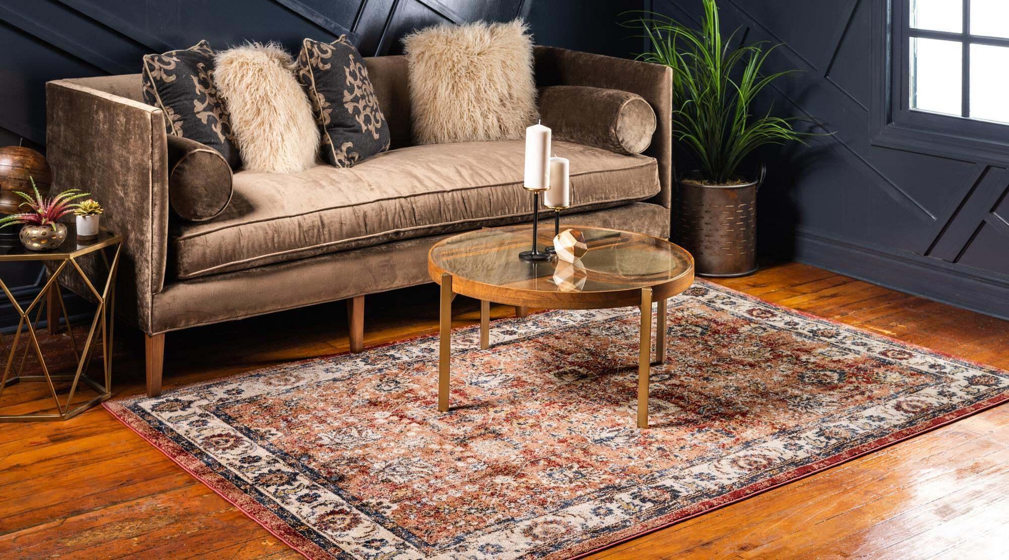 Unique Loom Indoor Rugs - Utopia Floral / Botanical 8x10 Rug Terracotta & Multicolor