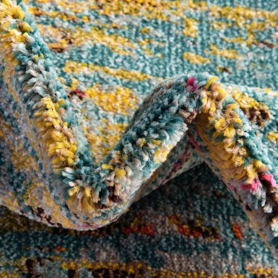 Unique Loom Indoor Rugs - Vita Medallion Palace Turquoise & Yellow