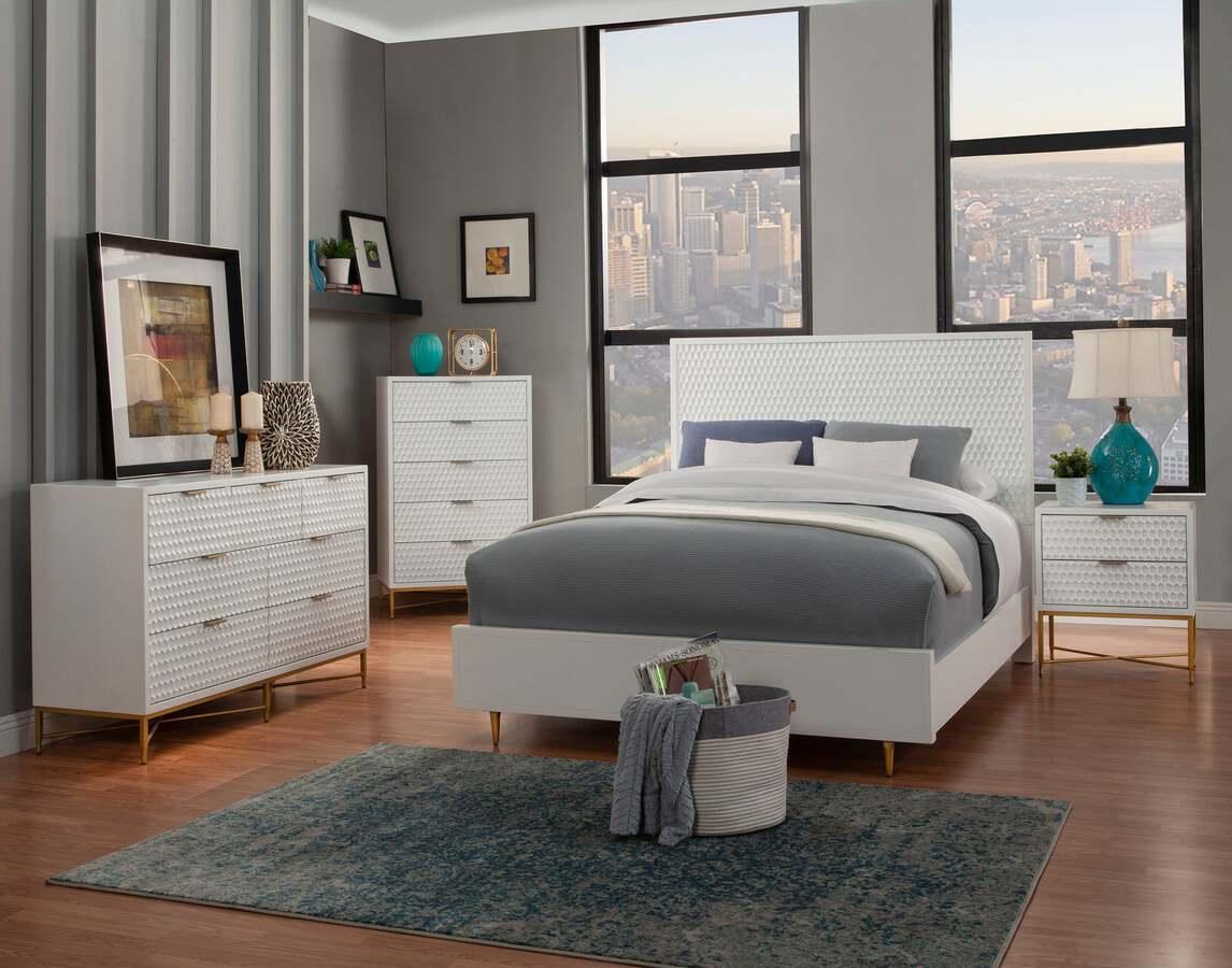Alpine Furniture Beds - White Pearl Standard King Panel Bed