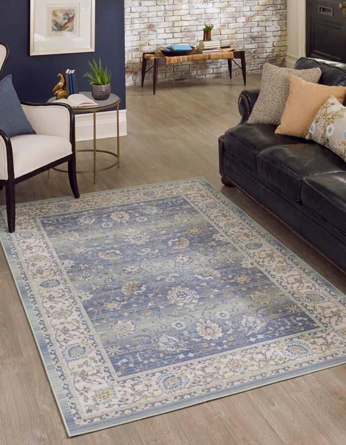Unique Loom Indoor Rugs - Whitney French 10x14 Rectangular Rug French Blue