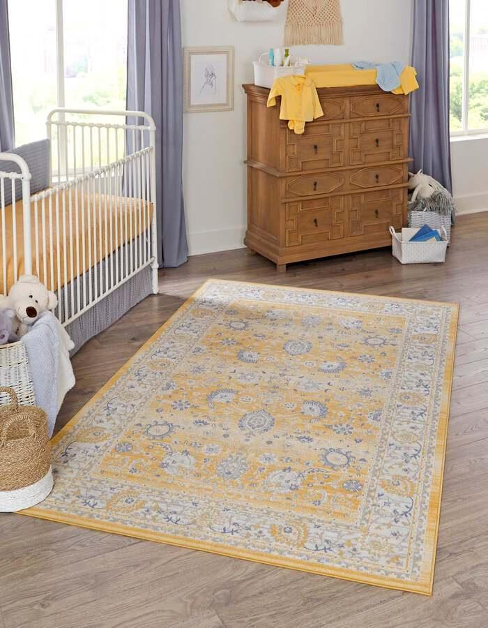 Unique Loom Indoor Rugs - Whitney French 10x14 Rectangular Rug Tuscan Yellow