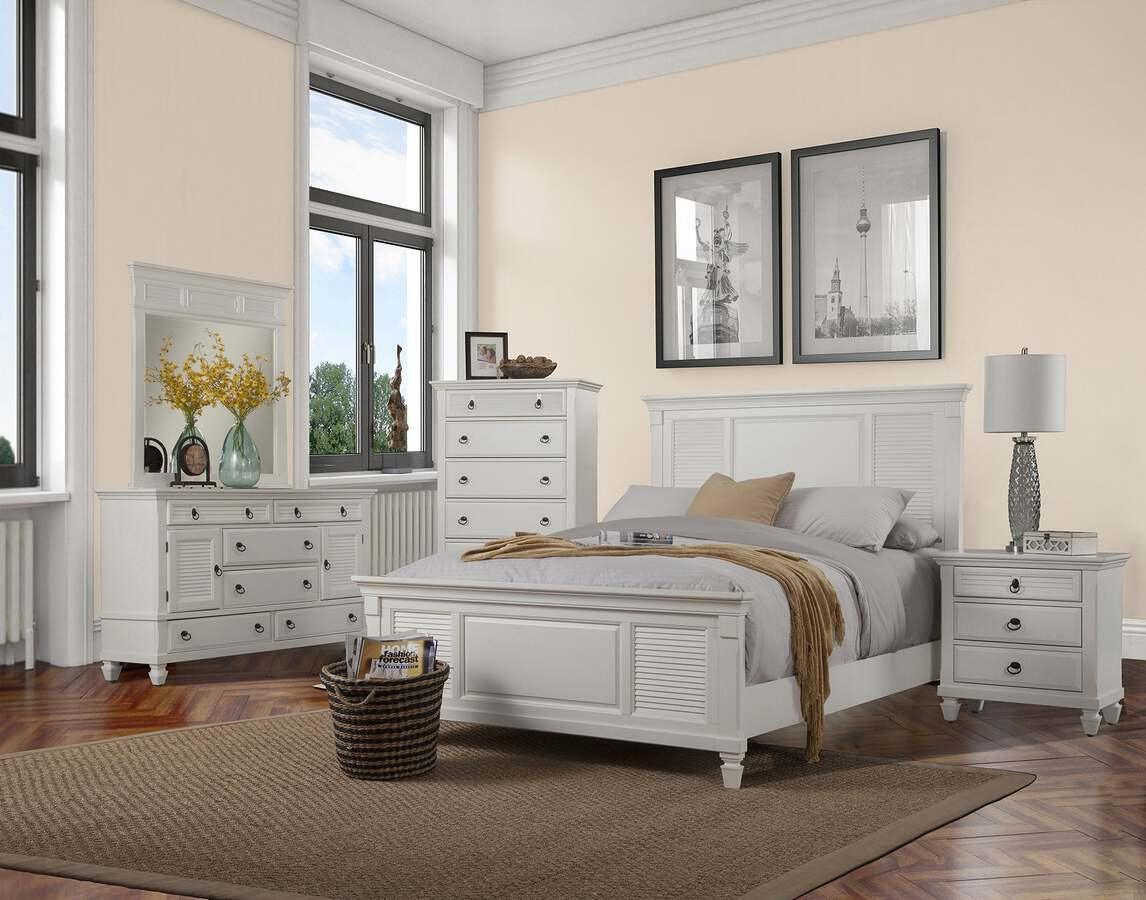Alpine Furniture Beds - Winchester Eastern King Shutter Panel Bed, White
