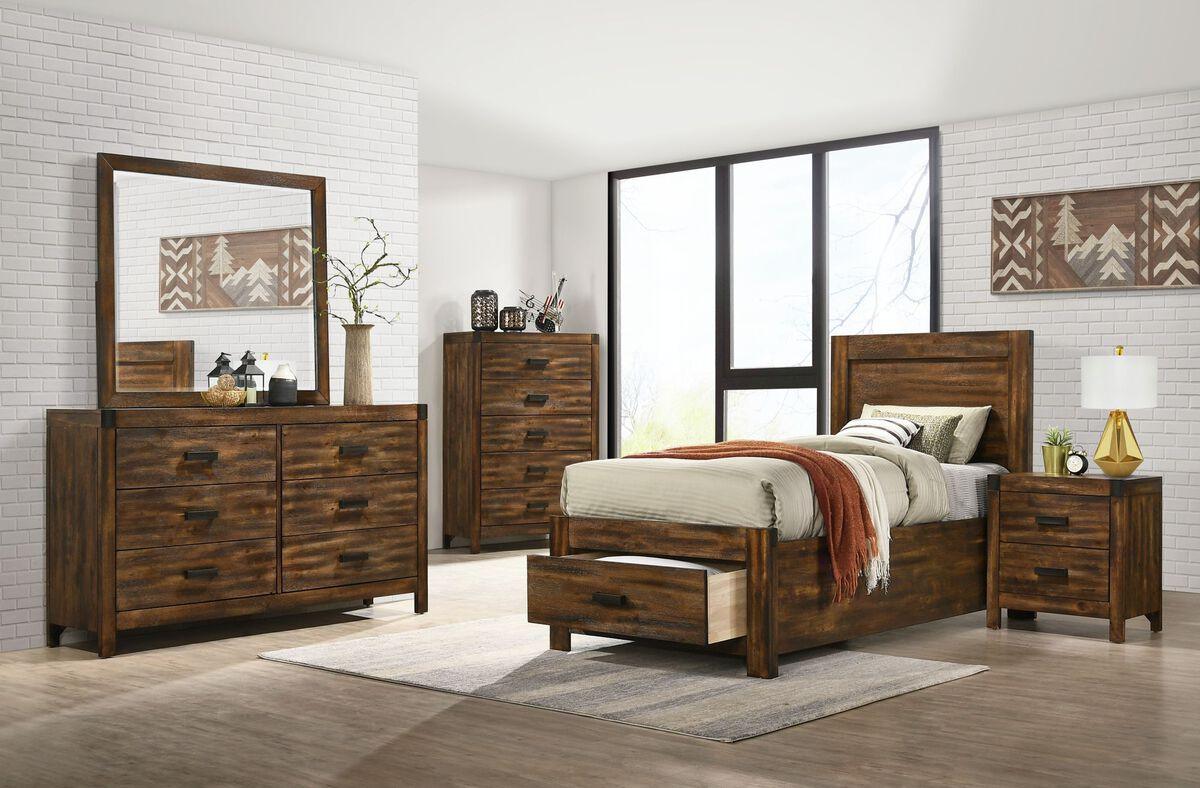 Elements Beds - Wren Twin Platform Storage Bed in Chestnut