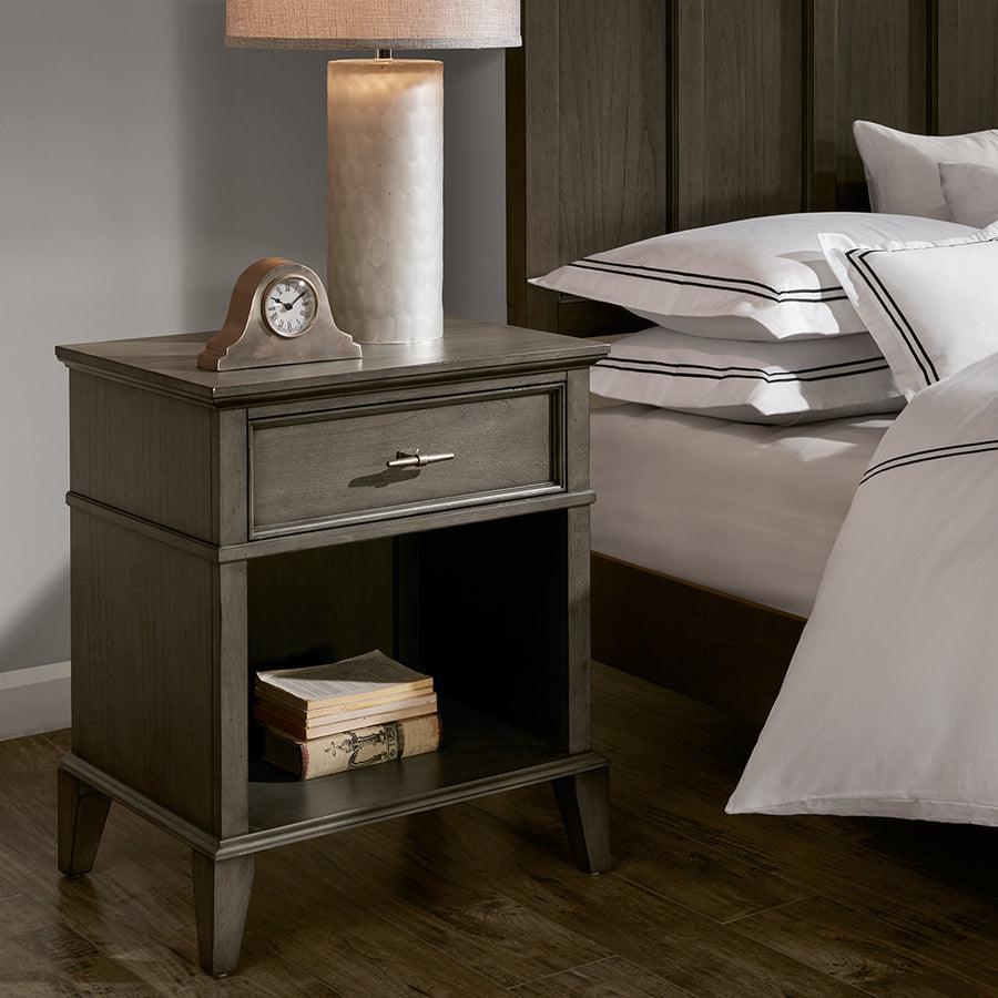 Olliix.com Nightstands & Side Tables - Yardley Transitional 1 Drawer Night Stand 24W x 17D x 28H" Reclaimed Gray