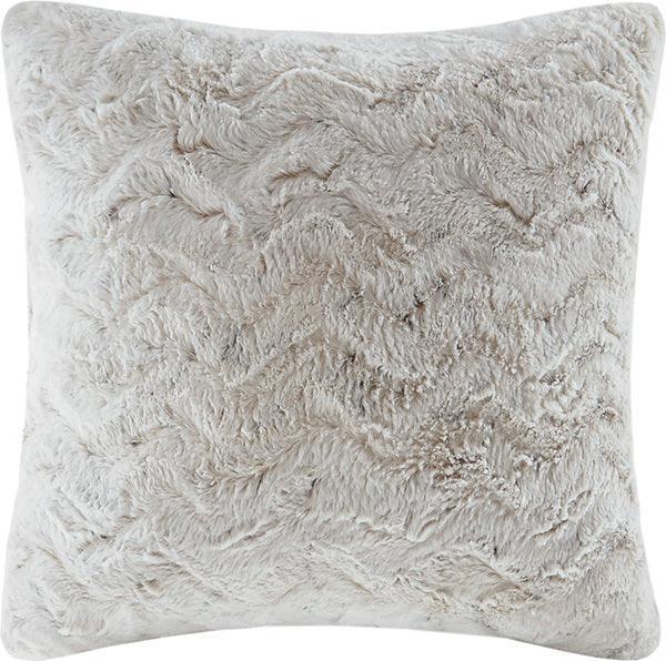 Olliix.com Pillows - Zuri Glam/Luxury Faux Fur Square Pillow 20"W x 20"L Snow Leopard