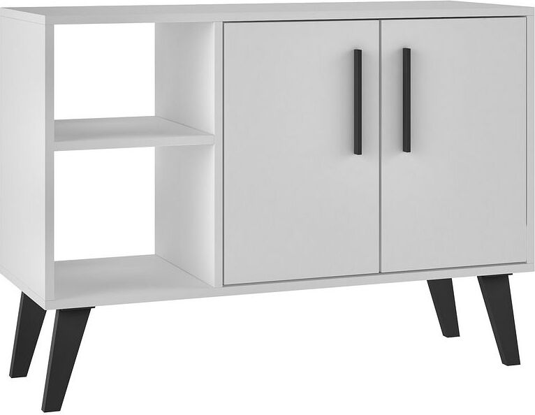 Manhattan Comfort Buffets & Sideboards - Mid-Century- Modern Amsterdam 35.43" Sideboard with 4 Shelves in White