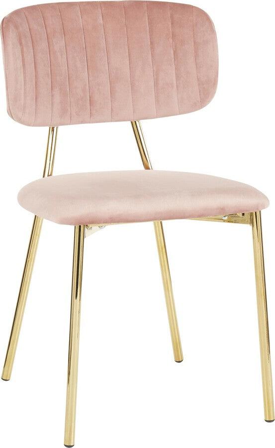 Lumisource Accent Chairs - Bouton Contemporary/Glam Chair In Gold Metal & Blush Pink Velvet (Set of 2)