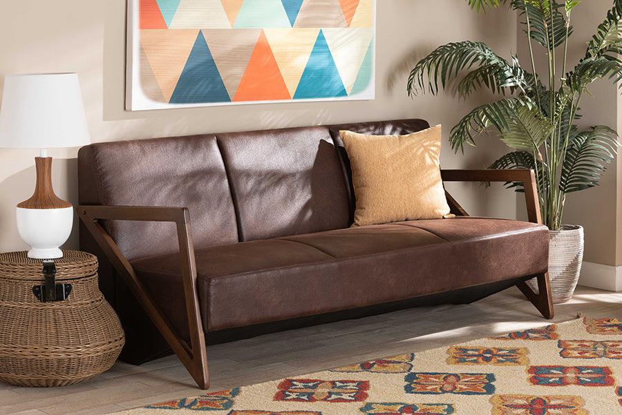 Wholesale Interiors Sofas & Couches - Christa Faux Leather Effect Sofa Brown