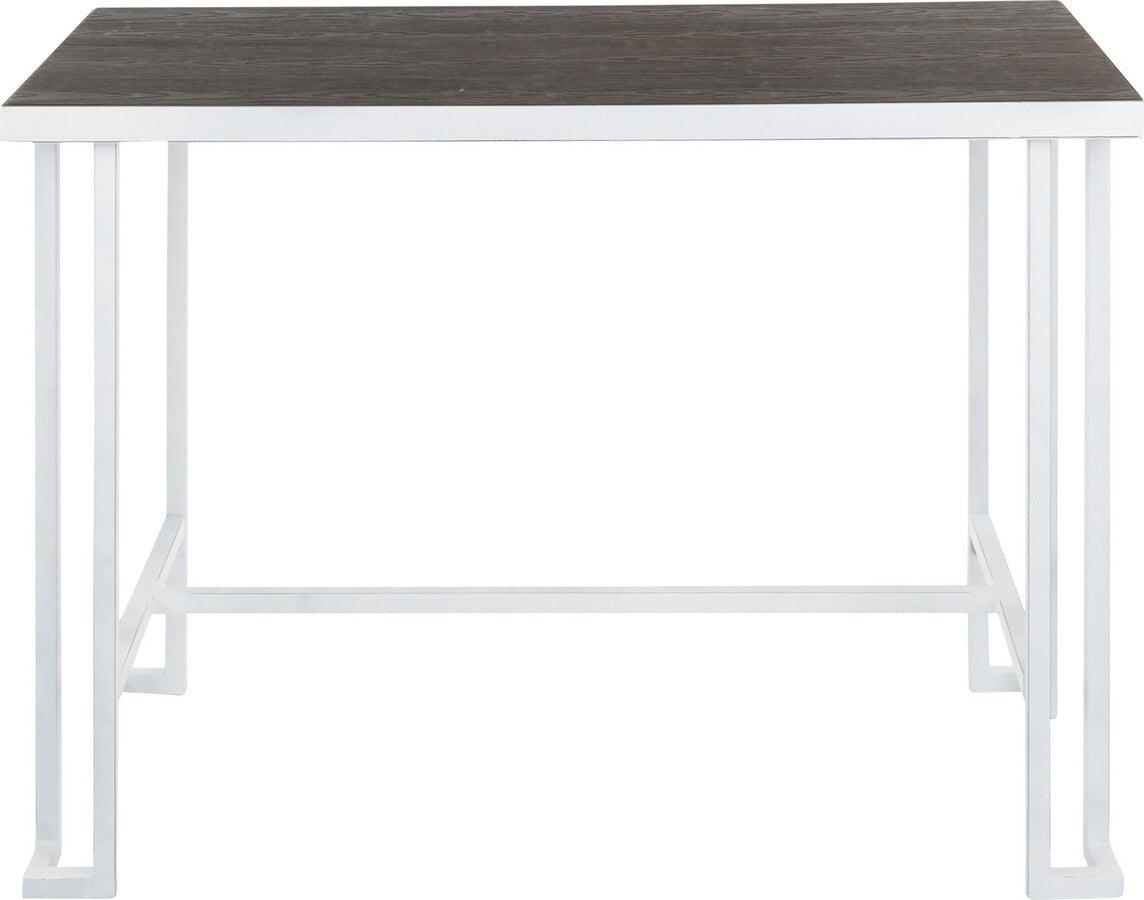 Lumisource Bar Tables - Roman Industrial Counter Table in Vintage White Metal and Espresso Wood-Pressed Grain Bamboo
