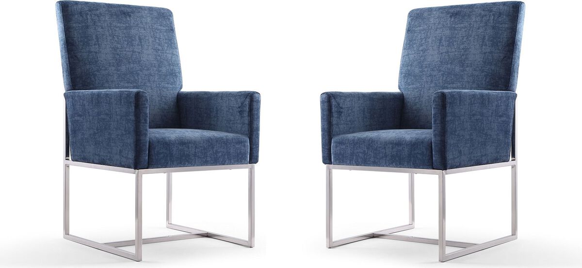 Manhattan Comfort Dining Chairs - Element Dining Armchair in Blue (Set of 2)